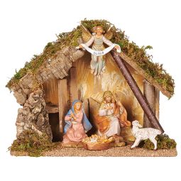 5 Inch Scale 5 Piece Nativity Stable by Fontanini - Figures Included