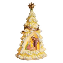 8 Inch High LED Lighted Holy Family Tree by Fontanini