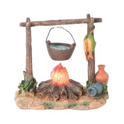 5 Inch Scale Lighted Campfire with Pot by Fontanini