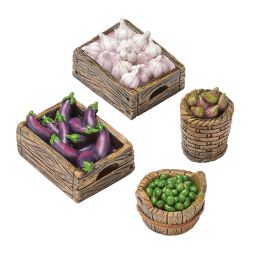 Fontanini 5 Inch Scale 4 Piece Basket and Crate Set